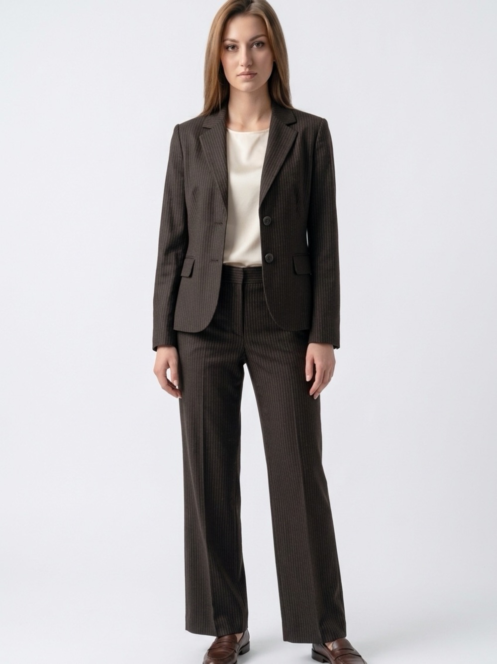 BANANA REPUBLIC | Chocolate Brown Pinstripe Two Piece Suit Women’s Size 0